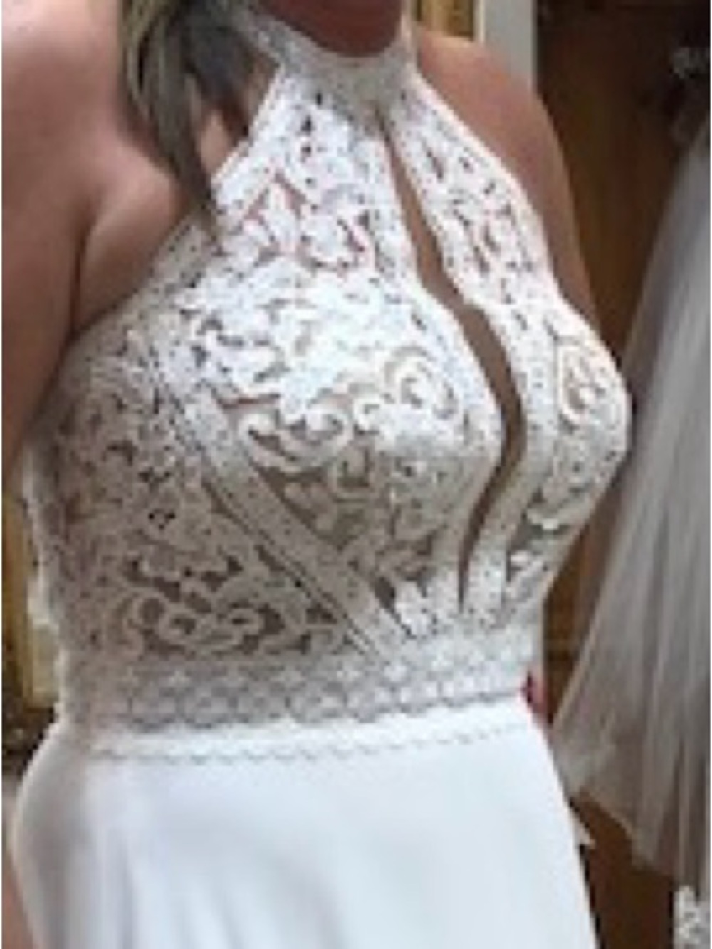 Halter Lace Bodice Wedding Dress in White